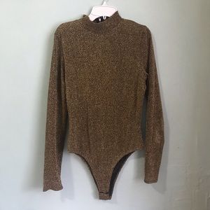 Gold Shimmer Long Sleeve Bodysuit